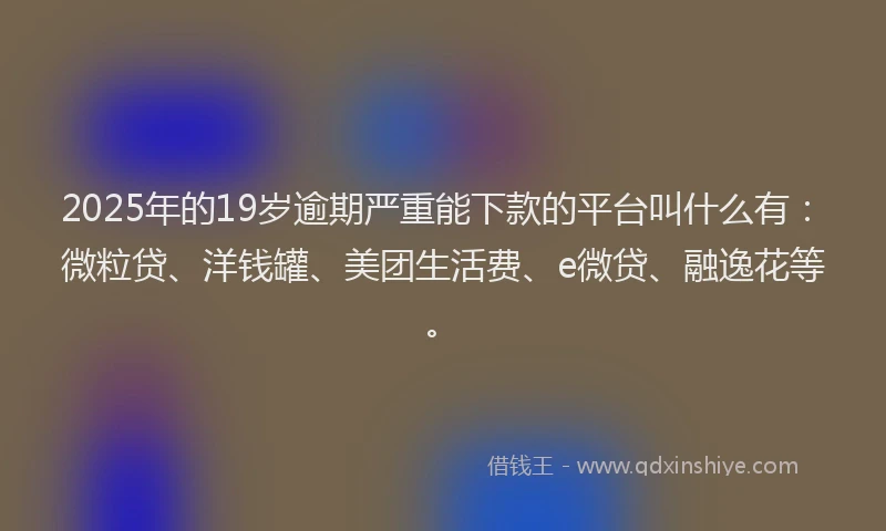 2025年的19岁逾期严重能下款的平台叫什么有：微粒贷、洋钱罐、美团生活费、e微贷、融逸花等。