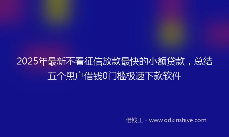 2025年最新不看征信放款最快的小额贷款，总结五个黑户借钱0门槛极速下款软件