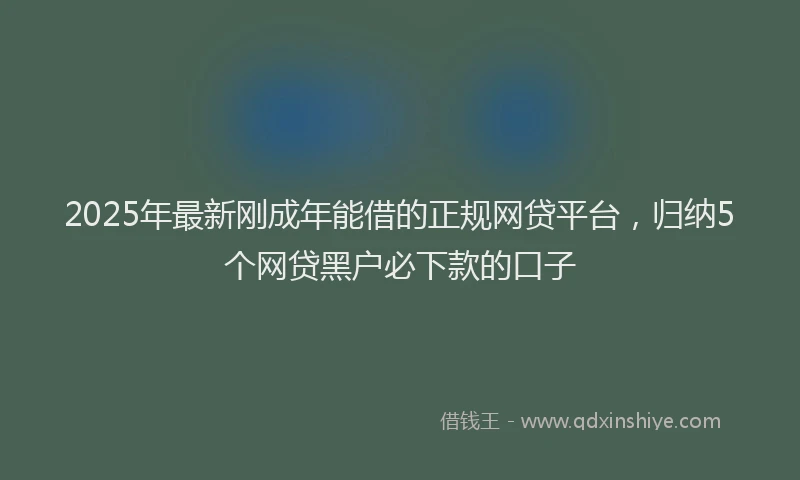2025年最新刚成年能借的正规网贷平台，归纳5个网贷黑户必下款的口子