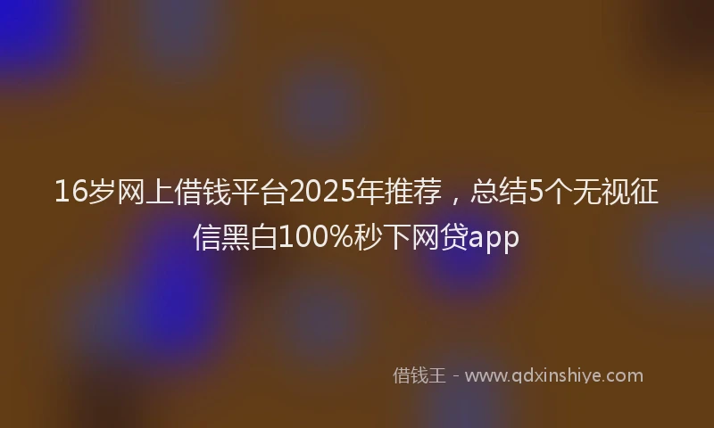 16岁网上借钱平台2025年推荐，总结5个无视征信黑白100%秒下网贷app