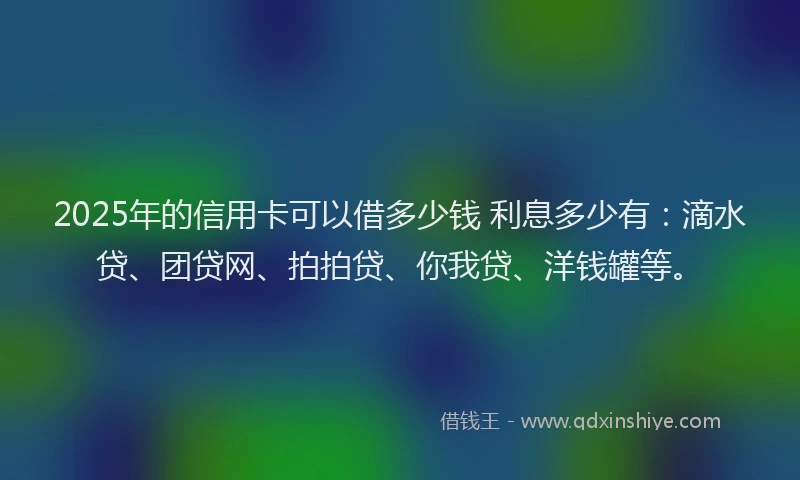 2025年的信用卡可以借多少钱 利息多少有：滴水贷、团贷网、拍拍贷、你我贷、洋钱罐等。