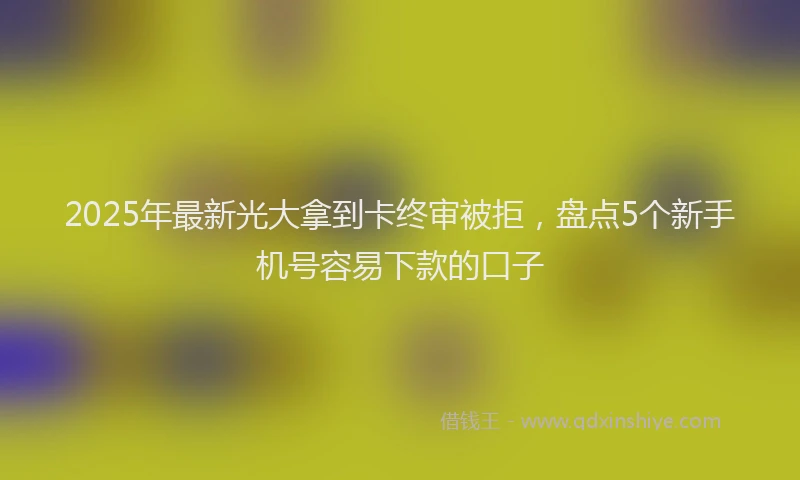 2025年最新光大拿到卡终审被拒，盘点5个新手机号容易下款的口子