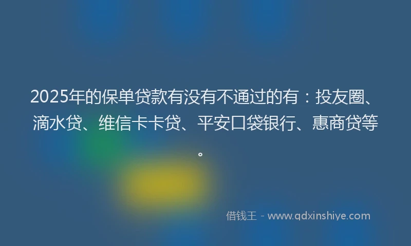 2025年的保单贷款有没有不通过的有：投友圈、滴水贷、维信卡卡贷、平安口袋银行、惠商贷等。