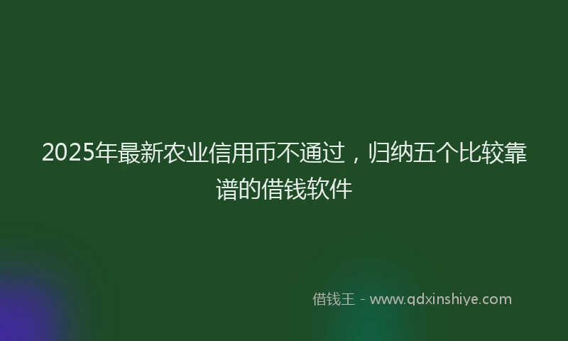 2025年最新农业信用币不通过，归纳五个比较靠谱的借钱软件