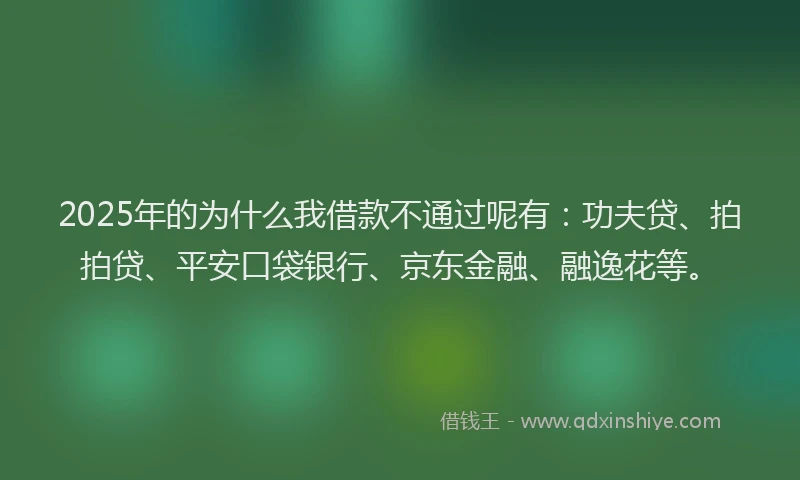2025年的为什么我借款不通过呢有：功夫贷、拍拍贷、平安口袋银行、京东金融、融逸花等。
