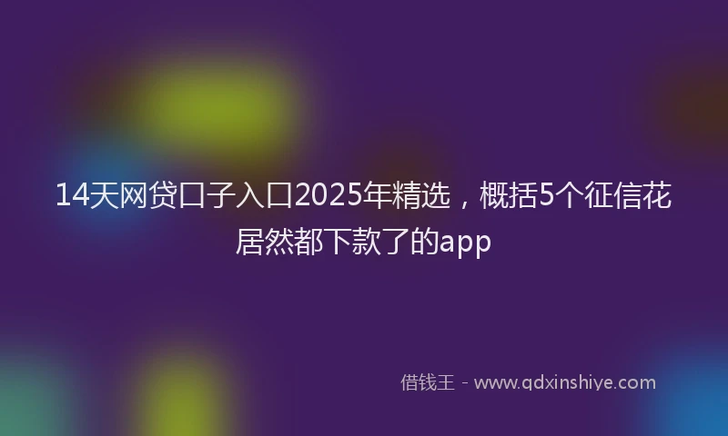 14天网贷口子入口2025年精选，概括5个征信花居然都下款了的app