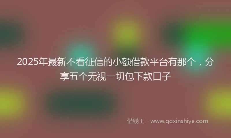 2025年最新不看征信的小额借款平台有那个，分享五个无视一切包下款口子
