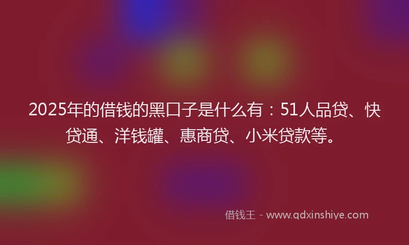 2025年的借钱的黑口子是什么有：51人品贷、快贷通、洋钱罐、惠商贷、小米贷款等。
