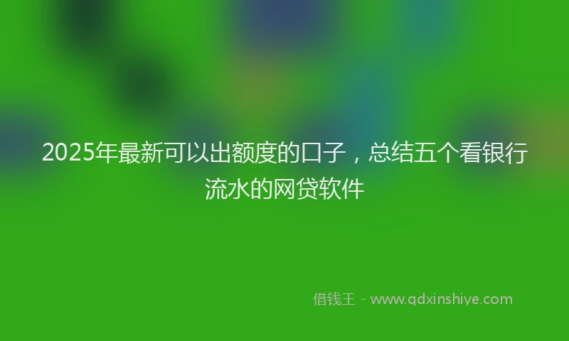 2025年最新可以出额度的口子，总结五个看银行流水的网贷软件