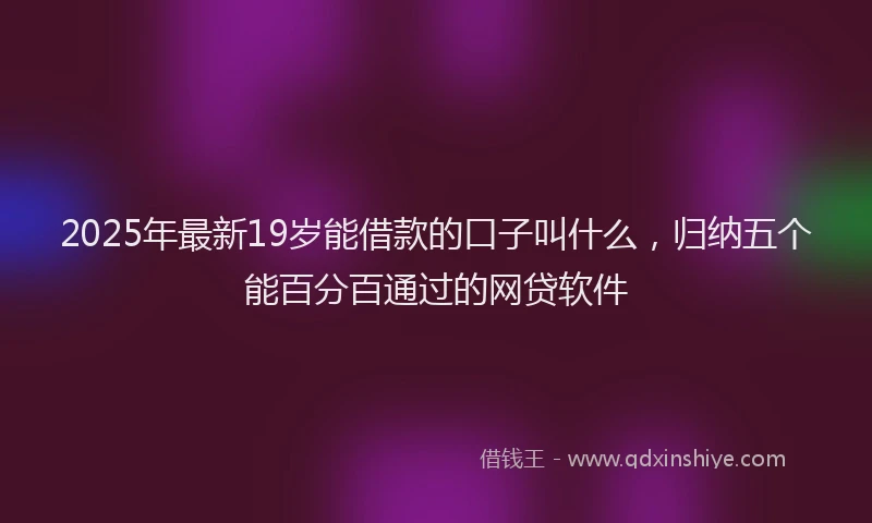 2025年最新19岁能借款的口子叫什么，归纳五个能百分百通过的网贷软件