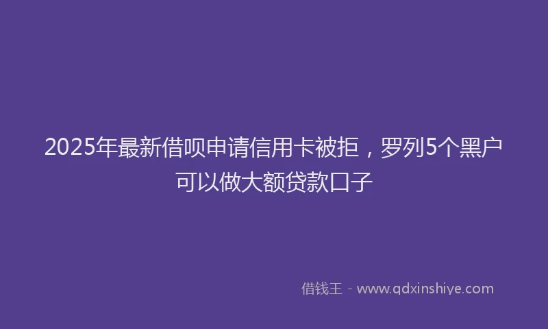 2025年最新借呗申请信用卡被拒，罗列5个黑户可以做大额贷款口子
