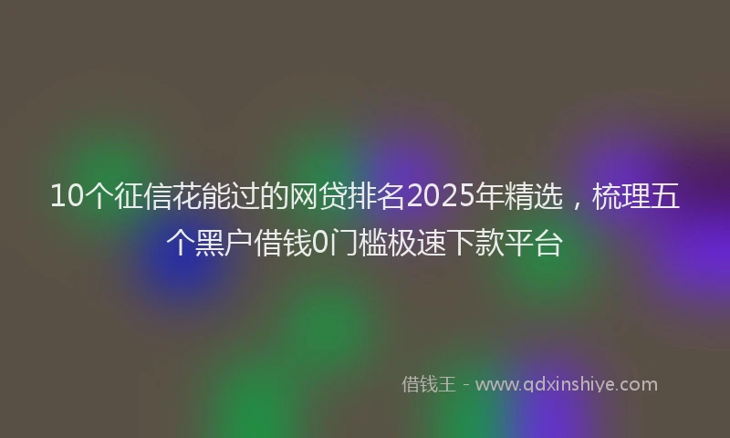 10个征信花能过的网贷排名2025年精选，梳理五个黑户借钱0门槛极速下款平台