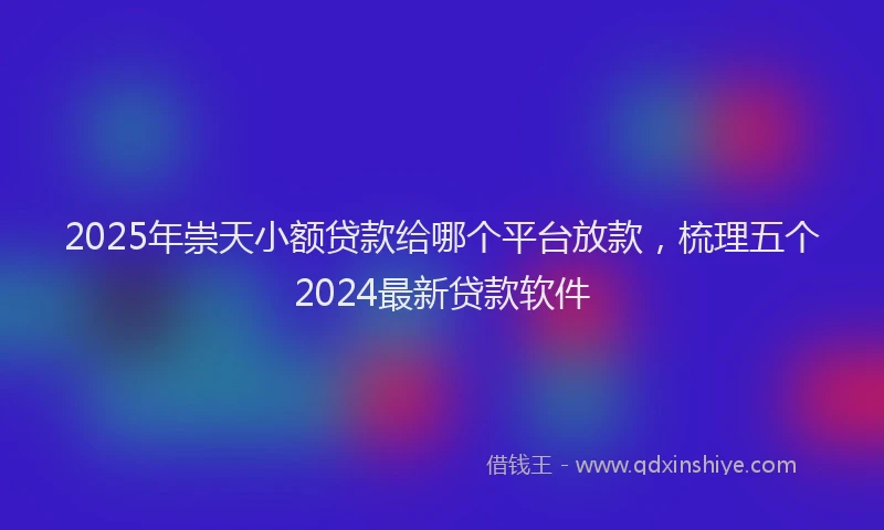 2025年崇天小额贷款给哪个平台放款，梳理五个2024最新贷款软件