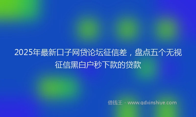 2025年最新口子网贷论坛征信差，盘点五个无视征信黑白户秒下款的贷款