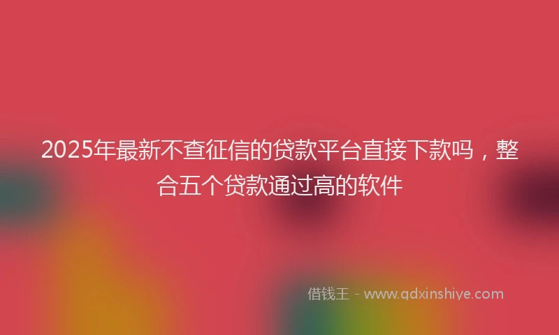2025年最新不查征信的贷款平台直接下款吗，整合五个贷款通过高的软件