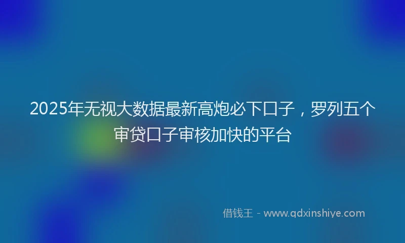 2025年无视大数据最新高炮必下口子，罗列五个审贷口子审核加快的平台