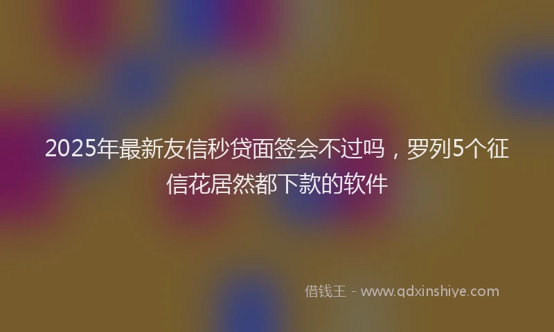 2025年最新友信秒贷面签会不过吗，罗列5个征信花居然都下款的软件
