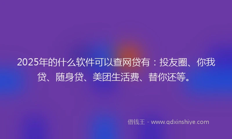 2025年的什么软件可以查网贷有：投友圈、你我贷、随身贷、美团生活费、替你还等。