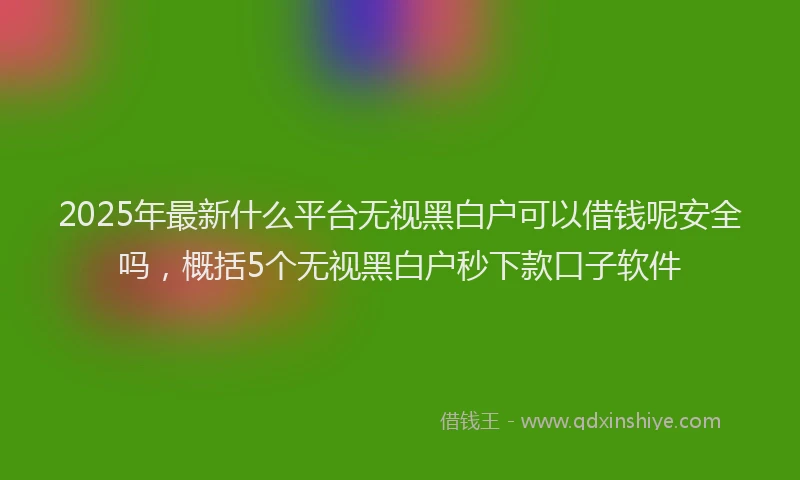 2025年最新什么平台无视黑白户可以借钱呢安全吗，概括5个无视黑白户秒下款口子软件