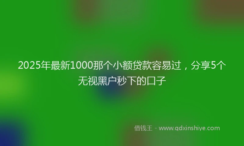 2025年最新1000那个小额贷款容易过，分享5个无视黑户秒下的口子