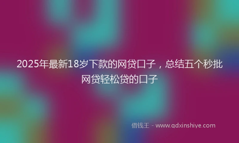 2025年最新18岁下款的网贷口子，总结五个秒批网贷轻松贷的口子