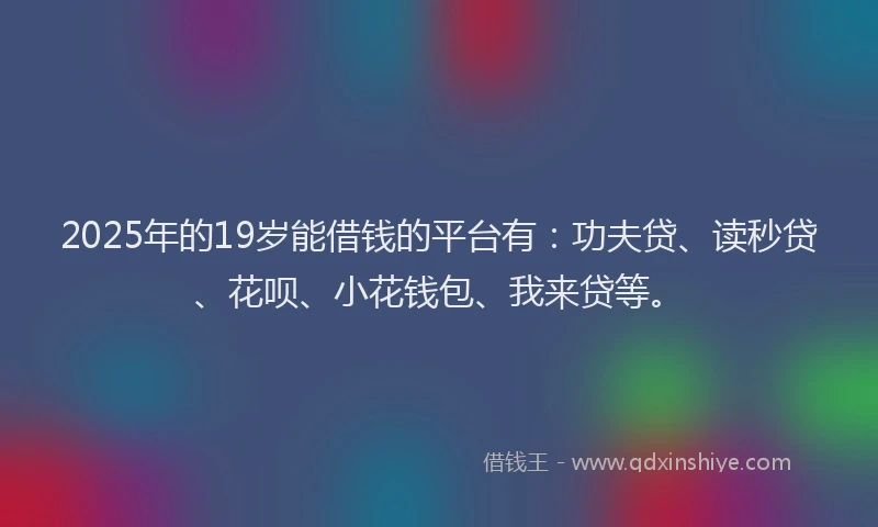 2025年的19岁能借钱的平台有：功夫贷、读秒贷、花呗、小花钱包、我来贷等。