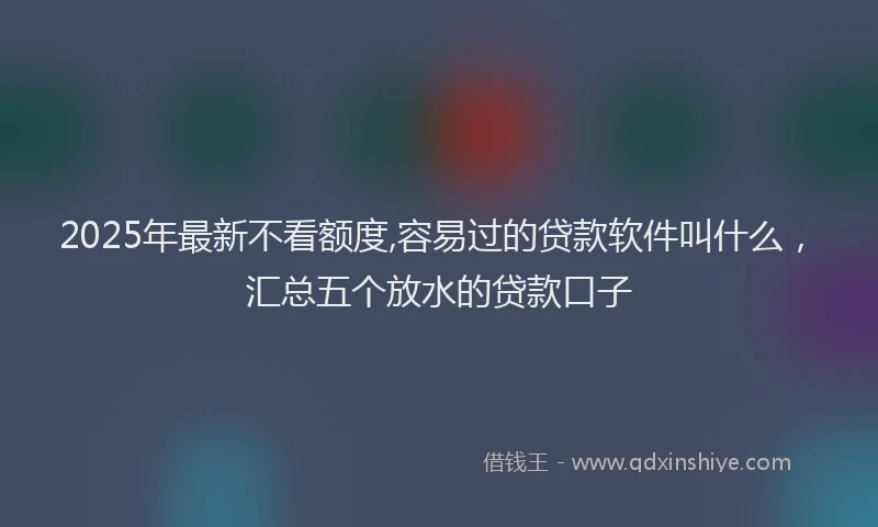 2025年最新不看额度,容易过的贷款软件叫什么，汇总五个放水的贷款口子