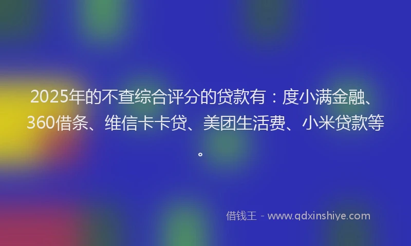 2025年的不查综合评分的贷款有：度小满金融、360借条、维信卡卡贷、美团生活费、小米贷款等。