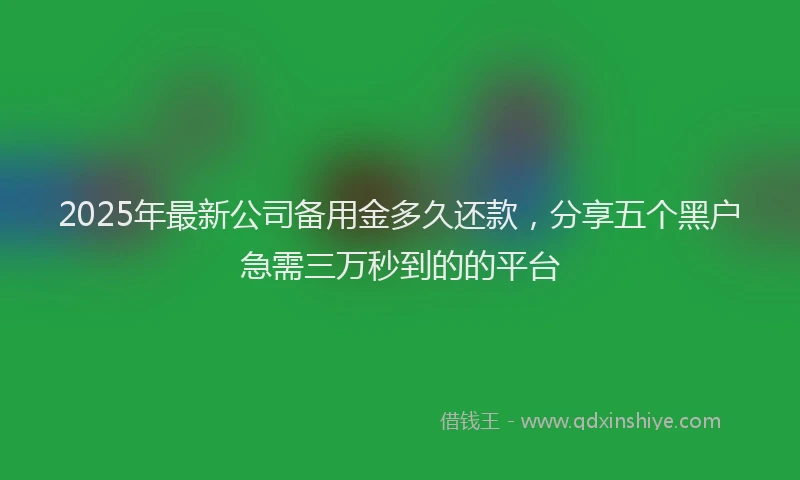 2025年最新公司备用金多久还款，分享五个黑户急需三万秒到的的平台