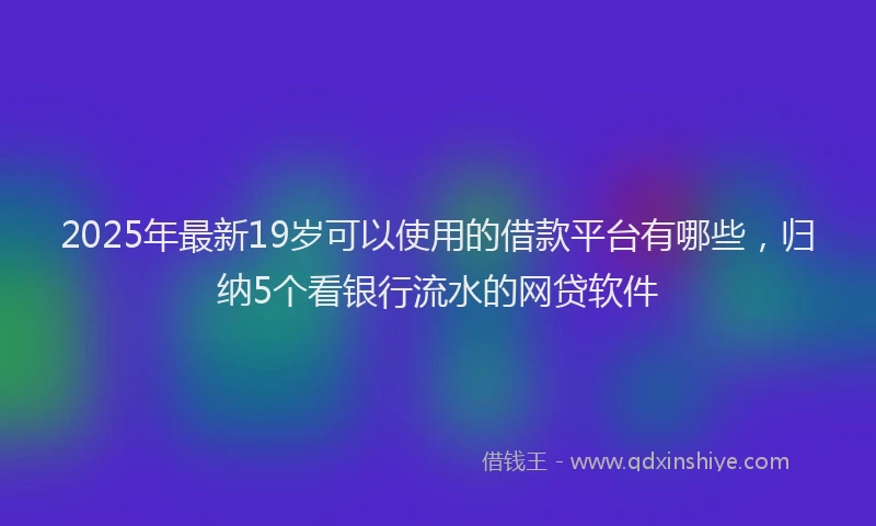 2025年最新19岁可以使用的借款平台有哪些，归纳5个看银行流水的网贷软件