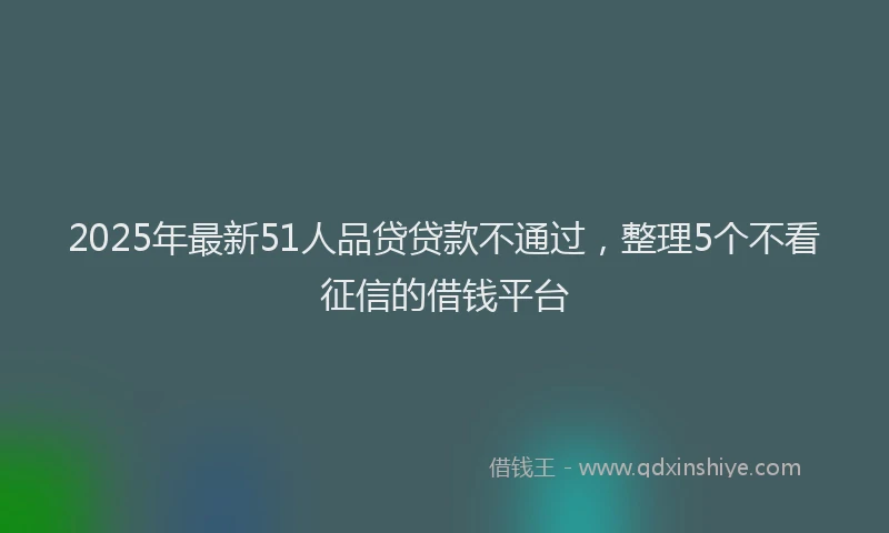 2025年最新51人品贷贷款不通过，整理5个不看征信的借钱平台