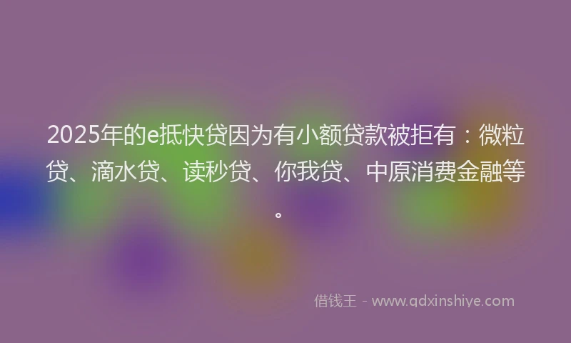 2025年的e抵快贷因为有小额贷款被拒有：微粒贷、滴水贷、读秒贷、你我贷、中原消费金融等。