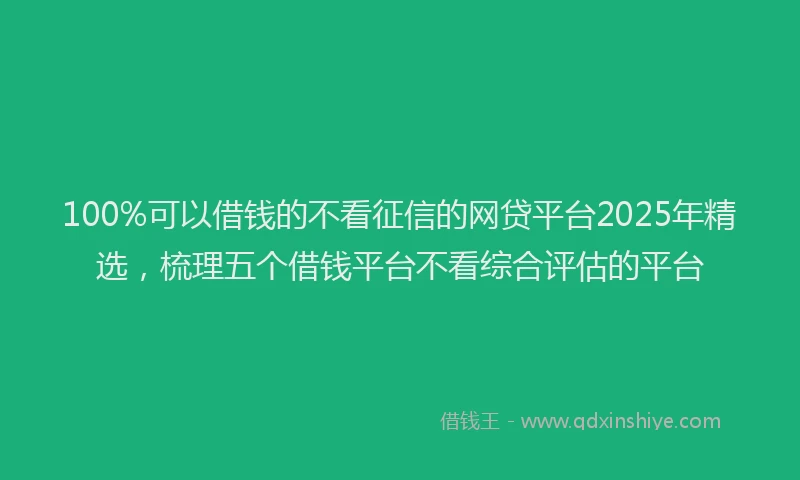 100%可以借钱的不看征信的网贷平台2025年精选，梳理五个借钱平台不看综合评估的平台