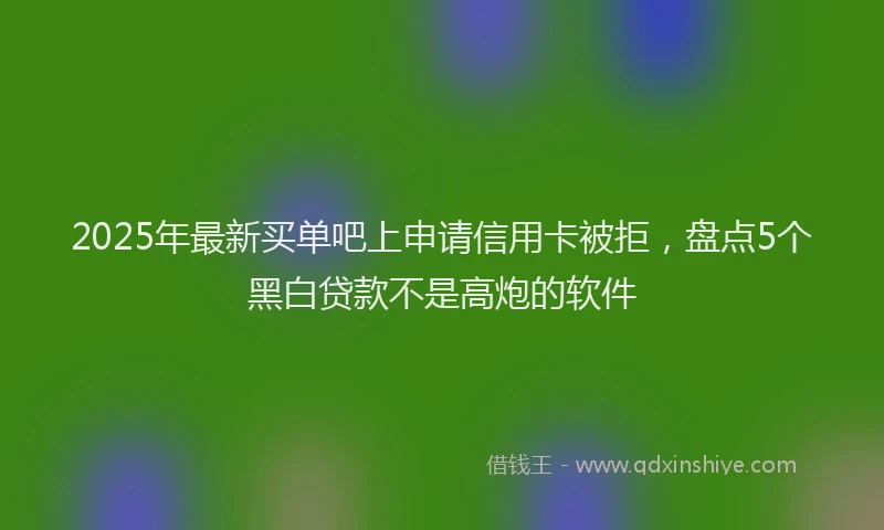2025年最新买单吧上申请信用卡被拒，盘点5个黑白贷款不是高炮的软件