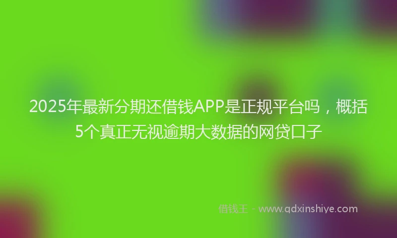 2025年最新分期还借钱APP是正规平台吗，概括5个真正无视逾期大数据的网贷口子