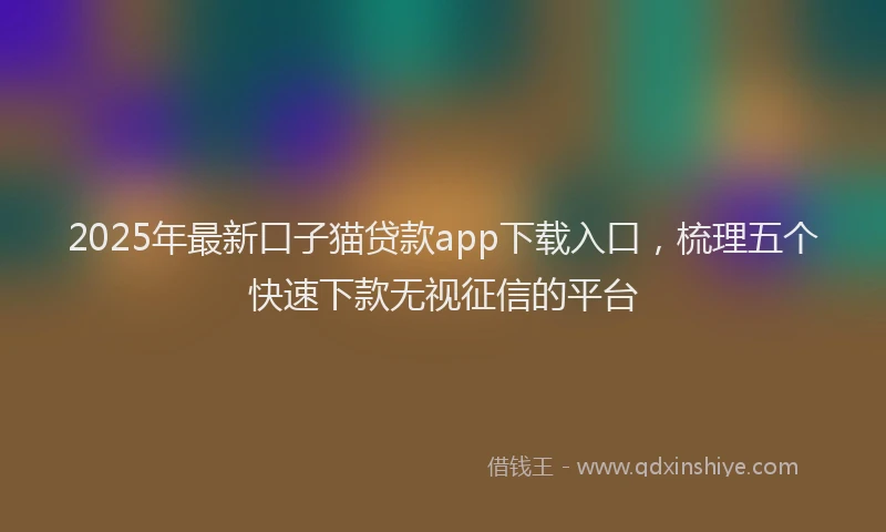 2025年最新口子猫贷款app下载入口，梳理五个快速下款无视征信的平台