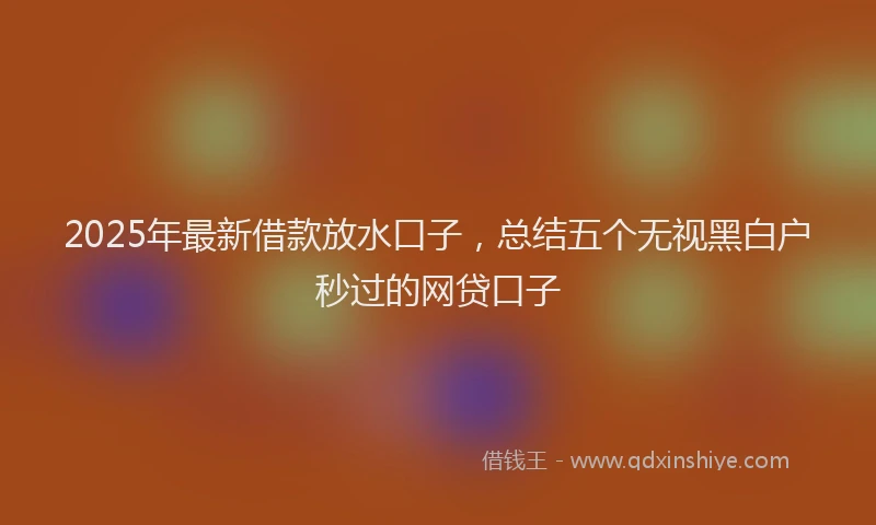 2025年最新借款放水口子，总结五个无视黑白户秒过的网贷口子