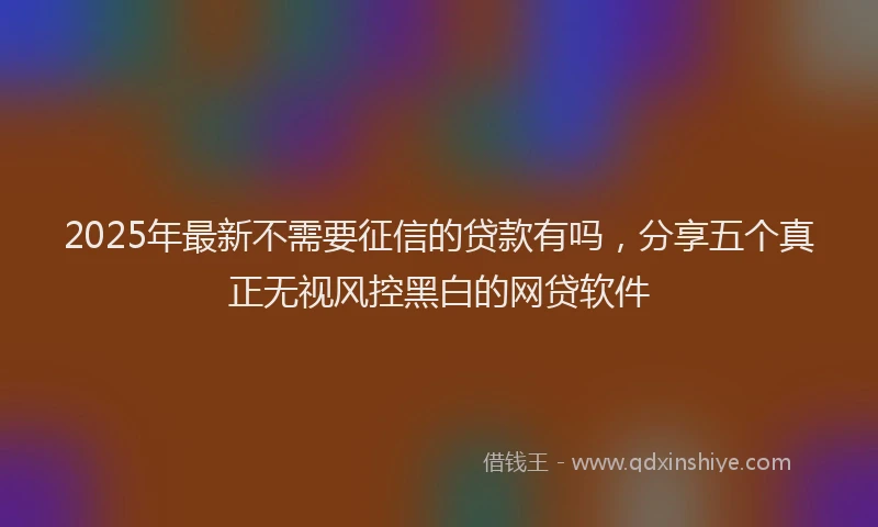 2025年最新不需要征信的贷款有吗，分享五个真正无视风控黑白的网贷软件