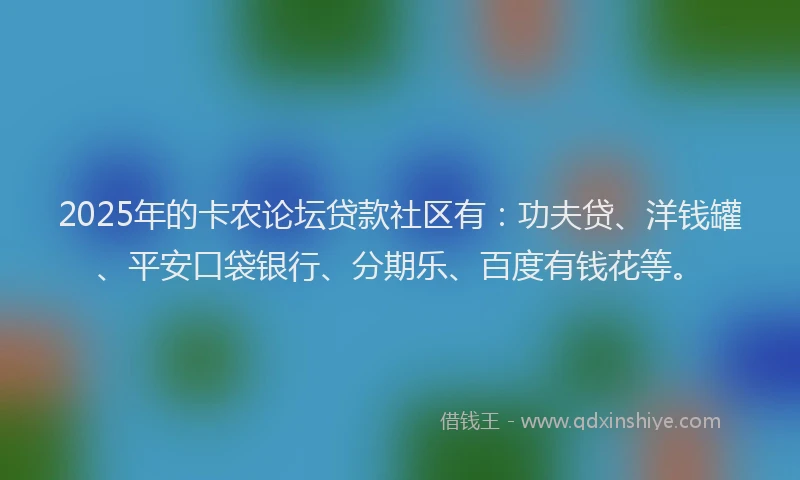2025年的卡农论坛贷款社区有：功夫贷、洋钱罐、平安口袋银行、分期乐、百度有钱花等。