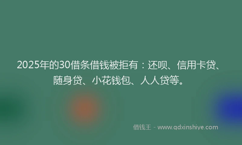 2025年的30借条借钱被拒有：还呗、信用卡贷、随身贷、小花钱包、人人贷等。