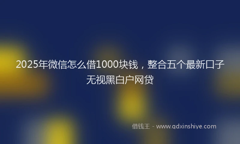 2025年微信怎么借1000块钱，整合五个最新口子无视黑白户网贷
