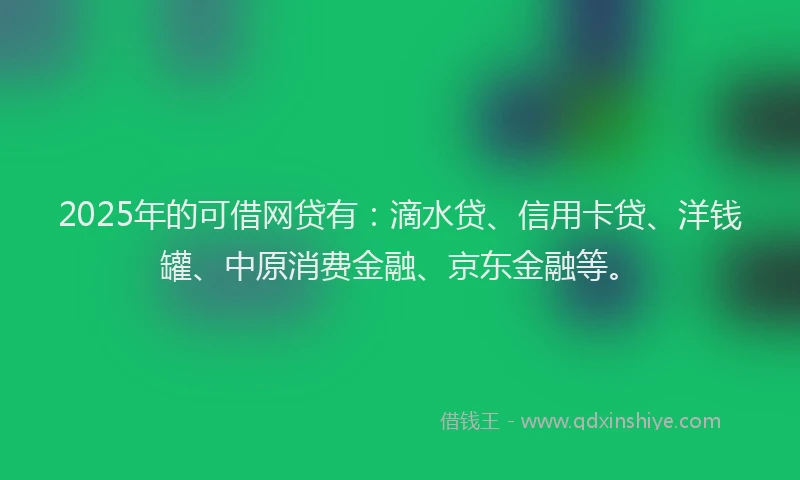 2025年的可借网贷有：滴水贷、信用卡贷、洋钱罐、中原消费金融、京东金融等。