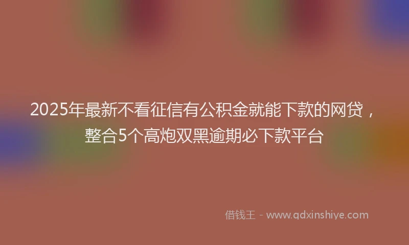 2025年最新不看征信有公积金就能下款的网贷，整合5个高炮双黑逾期必下款平台