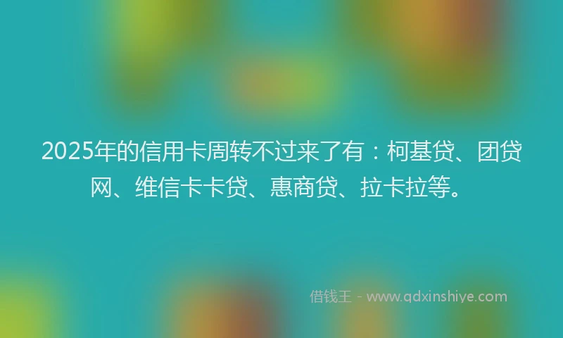 2025年的信用卡周转不过来了有：柯基贷、团贷网、维信卡卡贷、惠商贷、拉卡拉等。