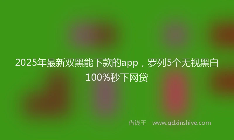 2025年最新双黑能下款的app，罗列5个无视黑白100%秒下网贷