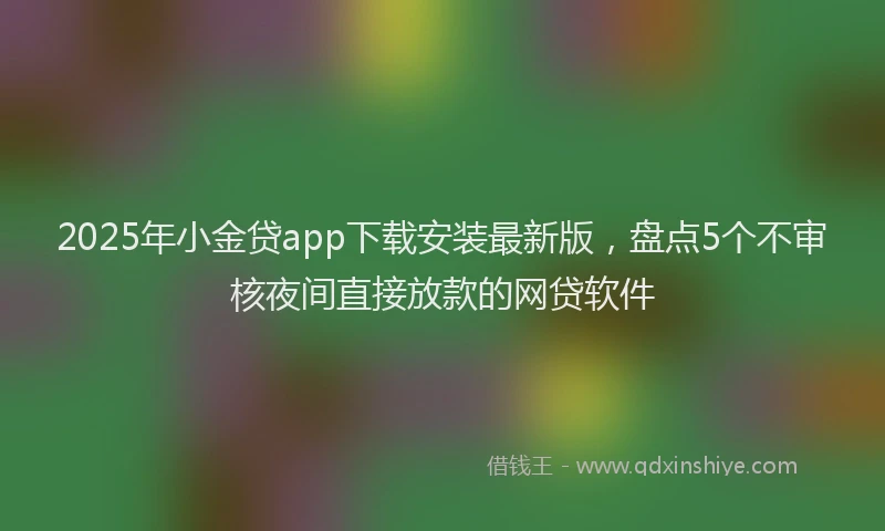 2025年小金贷app下载安装最新版，盘点5个不审核夜间直接放款的网贷软件
