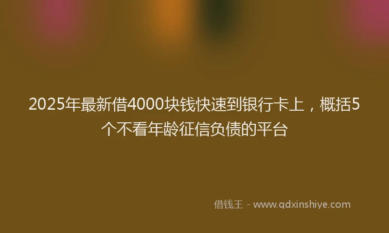 2025年最新借4000块钱快速到银行卡上，概括5个不看年龄征信负债的平台