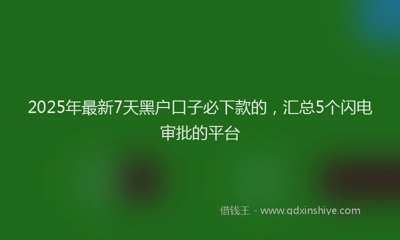 2025年最新7天黑户口子必下款的，汇总5个闪电审批的平台