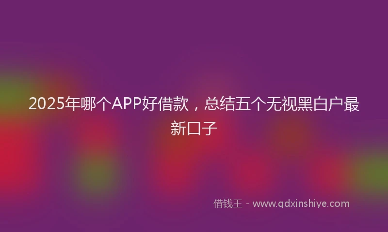 2025年哪个APP好借款，总结五个无视黑白户最新口子