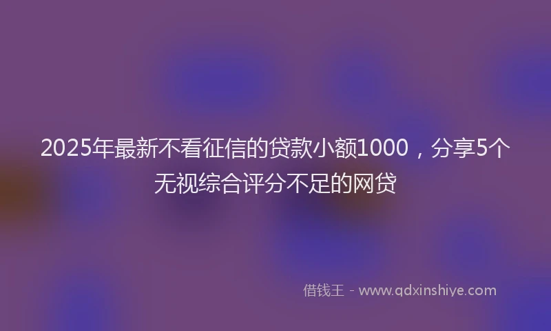 2025年最新不看征信的贷款小额1000，分享5个无视综合评分不足的网贷